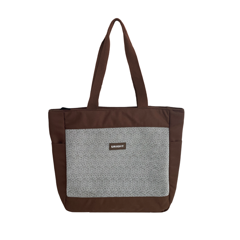 Uright Thick Mesh Totebag Khaki White