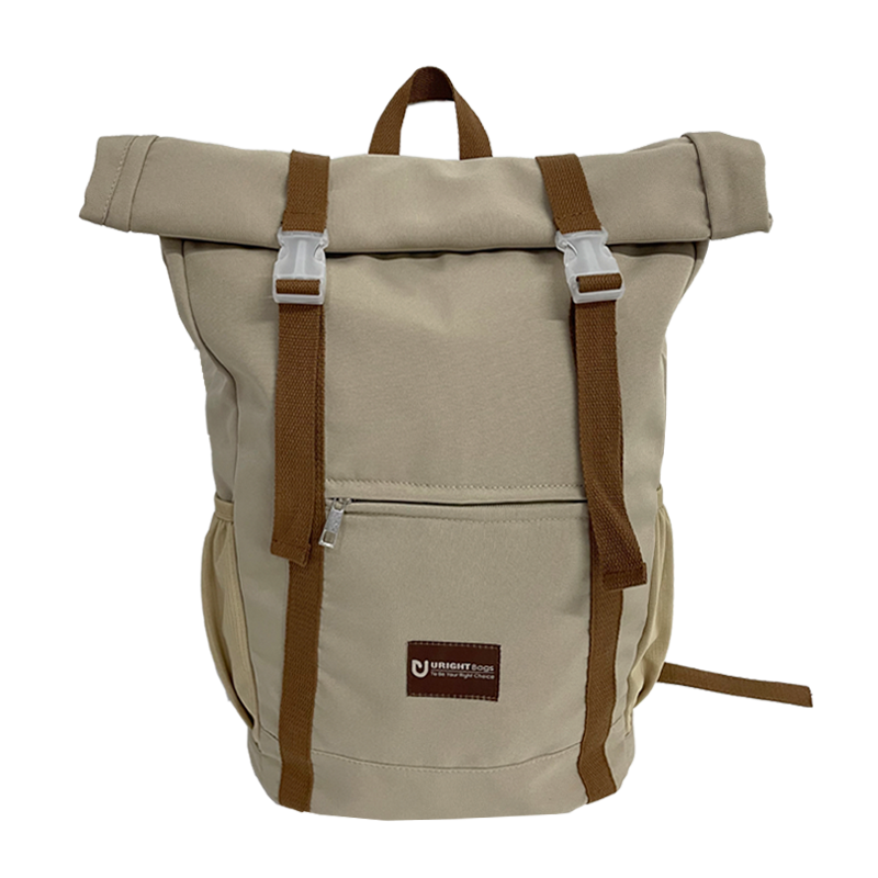 Uright Rolling Top Fashion Backpack Kakhi